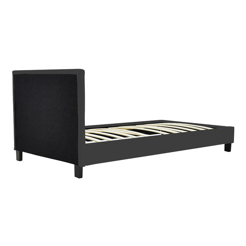 Pat cu funcție Nevil , Stil Modern, Material Textil Antracit, Picioare Lemn Negru, Dimensiuni 90x190cm.