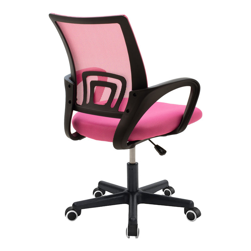 Scaun ergonomic de birou Berto II cu spatar din mesh – roz/negru, 60x48x85–95 cm - Roz
