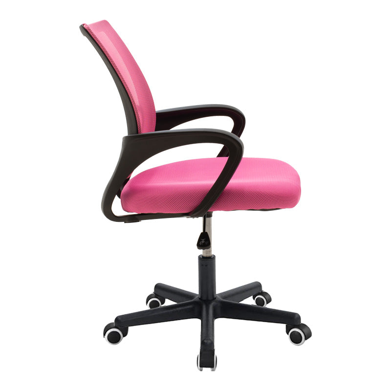 Scaun ergonomic de birou Berto II cu spatar din mesh – roz/negru, 60x48x85–95 cm - Roz