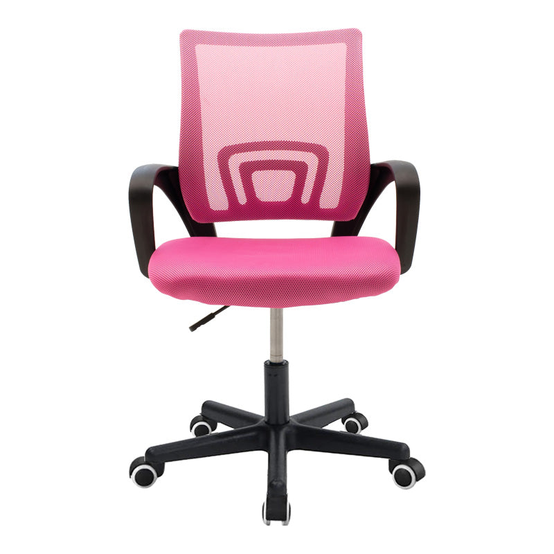 Scaun ergonomic de birou Berto II cu spatar din mesh – roz/negru, 60x48x85–95 cm - Roz