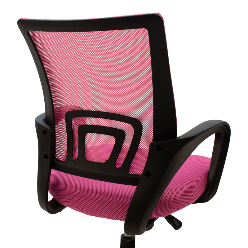 Scaun ergonomic de birou Berto II cu spatar din mesh – roz/negru, 60x48x85–95 cm - Roz