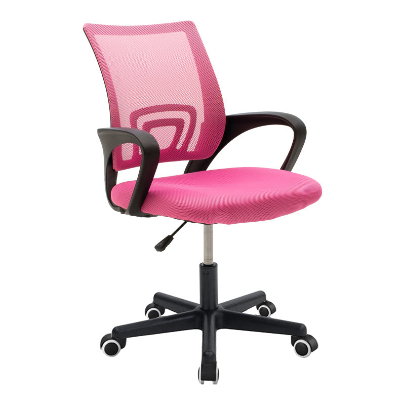 Scaun ergonomic de birou Berto II cu spatar din mesh – roz/negru, 60x48x85–95 cm - Roz