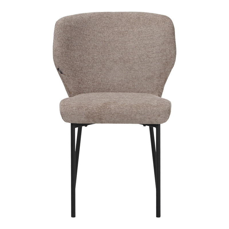 Scaun confortabil Mavier, Stil Modern, Stofă Gri-Bej, Picioare Metal Negru, 48x61.5x82cm