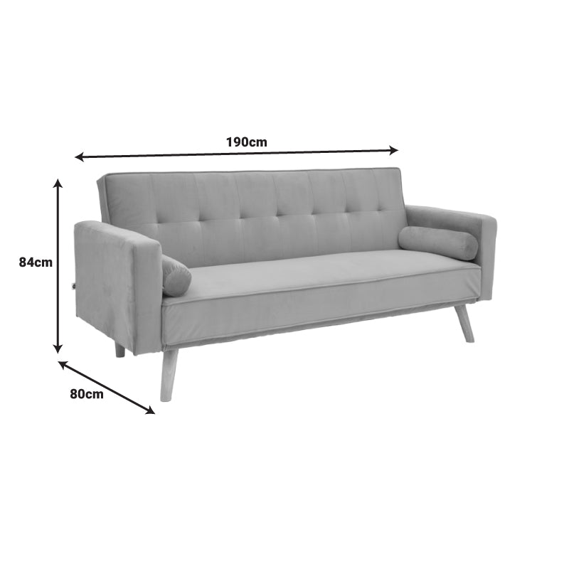 Canapea extensibila Success tesatura catifea 3 locuri, antracit 190x80x84cm