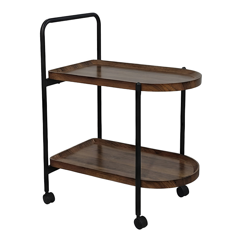 Masă laterală tip roabă cu funcție Whelea, și Metal, Nuc-Negru, 40x60x69 cm