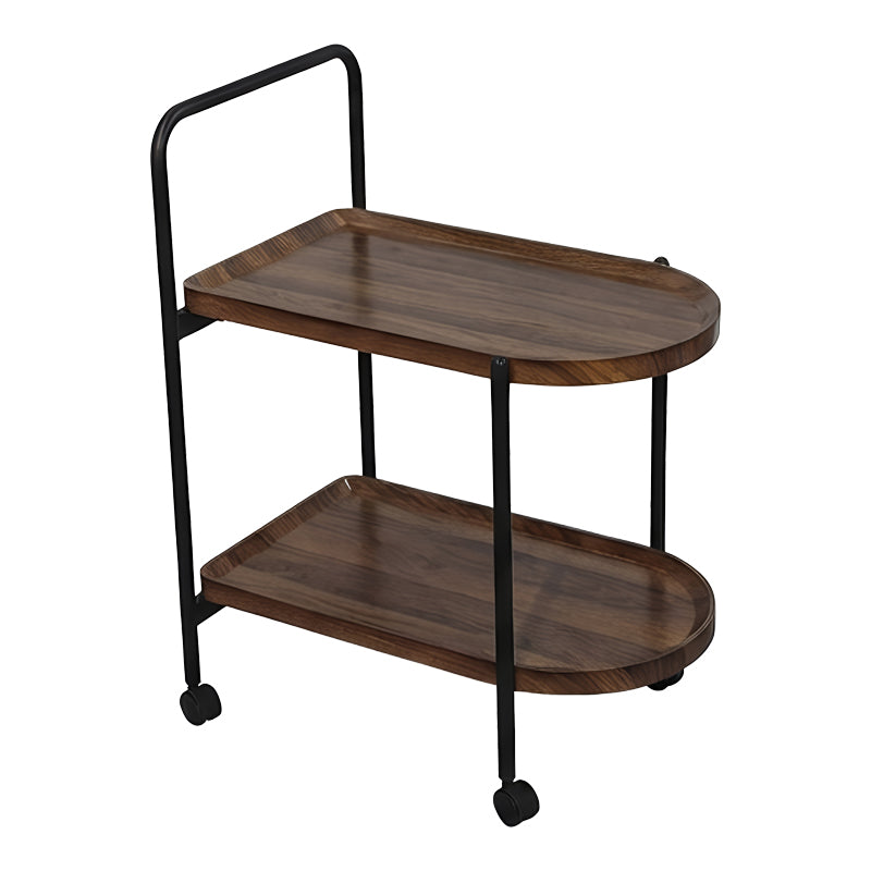 Masă laterală tip roabă cu funcție Whelea, și Metal, Nuc-Negru, 40x60x69 cm
