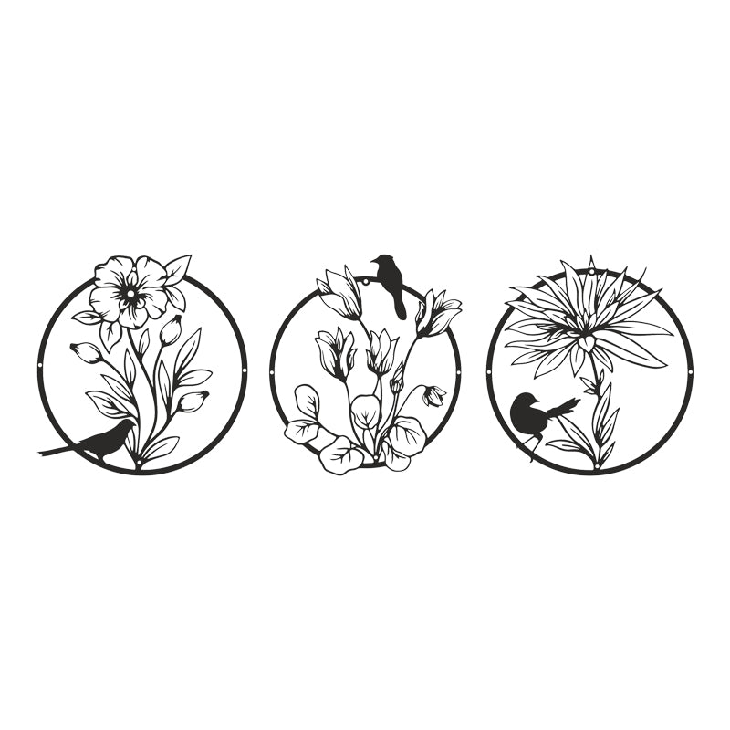 Decorațiune metal Wall deco Renka set 3 piese negru metal Ø30x0.15cm