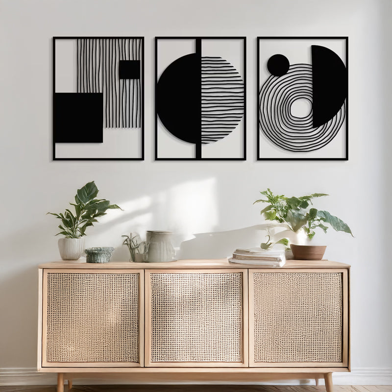 Decorațiune metal Wall deco Harimia set 3 piese negru metal 37x0.15x50cm