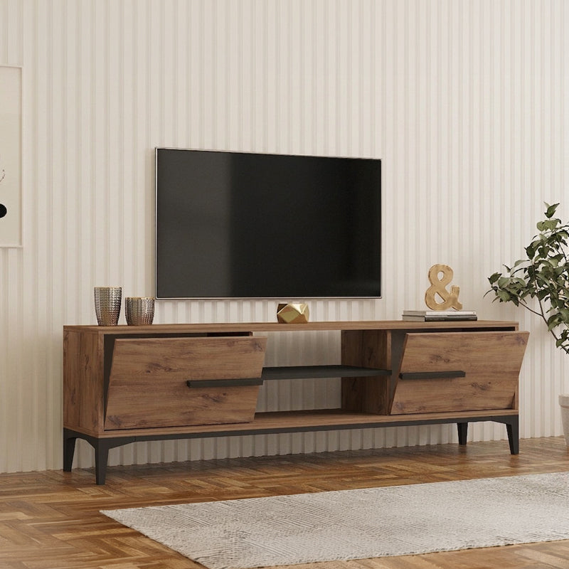 Comoda TV Eslem, 160x35x45 cm - Antracit-Stejar