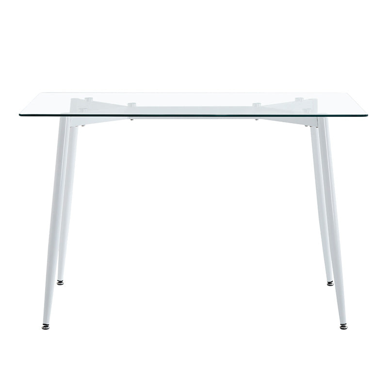 Masa dining Quana, Sticla, Picioare albe, 120x70x75 cm