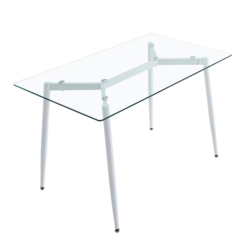 Masa dining Quana, Sticla, Picioare albe, 120x70x75 cm