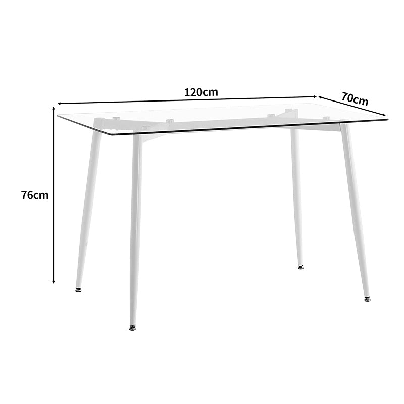 Masa dining Quana, Sticla, Picioare albe, 120x70x75 cm