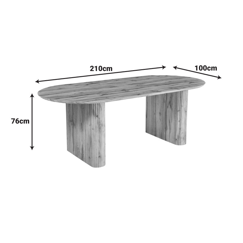 Masă de dining Nembou, Stejar, 210x100x76 cm