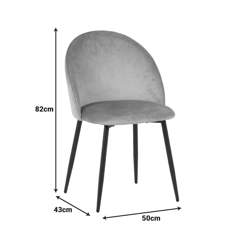 Scaun Perch, Catifea Gri, Picioare Metalice Negre, 50x43x82 cm