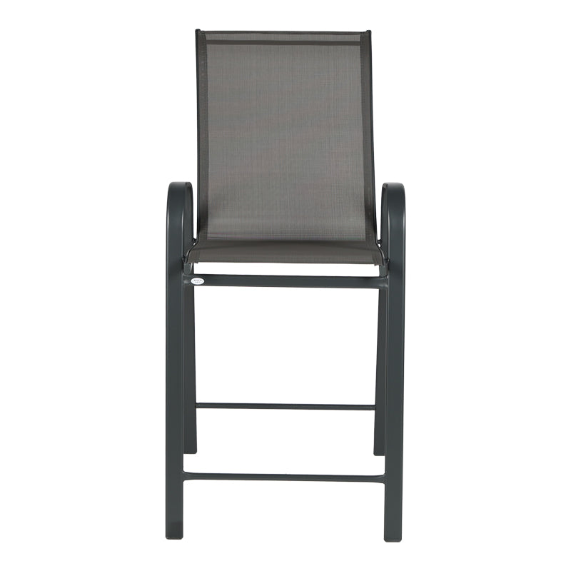 Scaun de bar mediu Calan, metal și textilenă, gri închis, 55x70x114 cm