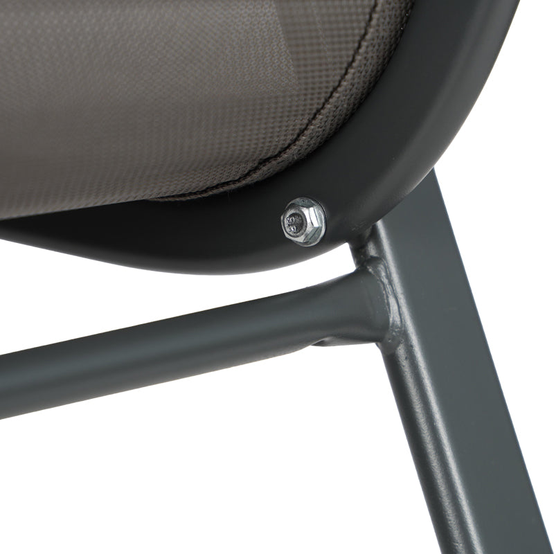 Scaun de bar mediu Calan, metal și textilenă, gri închis, 55x70x114 cm