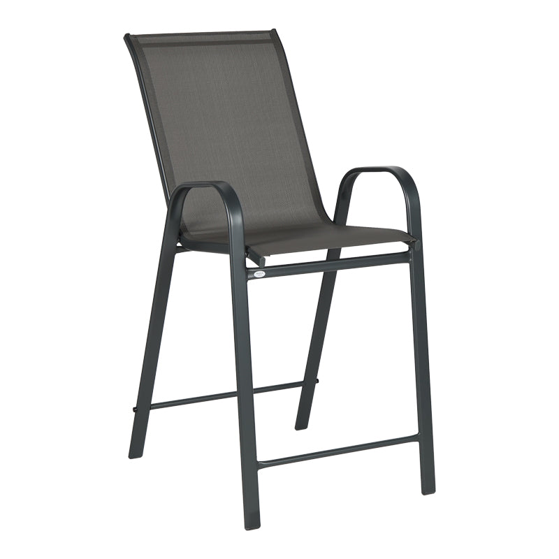 Scaun de bar mediu Calan, metal și textilenă, gri închis, 55x70x114 cm