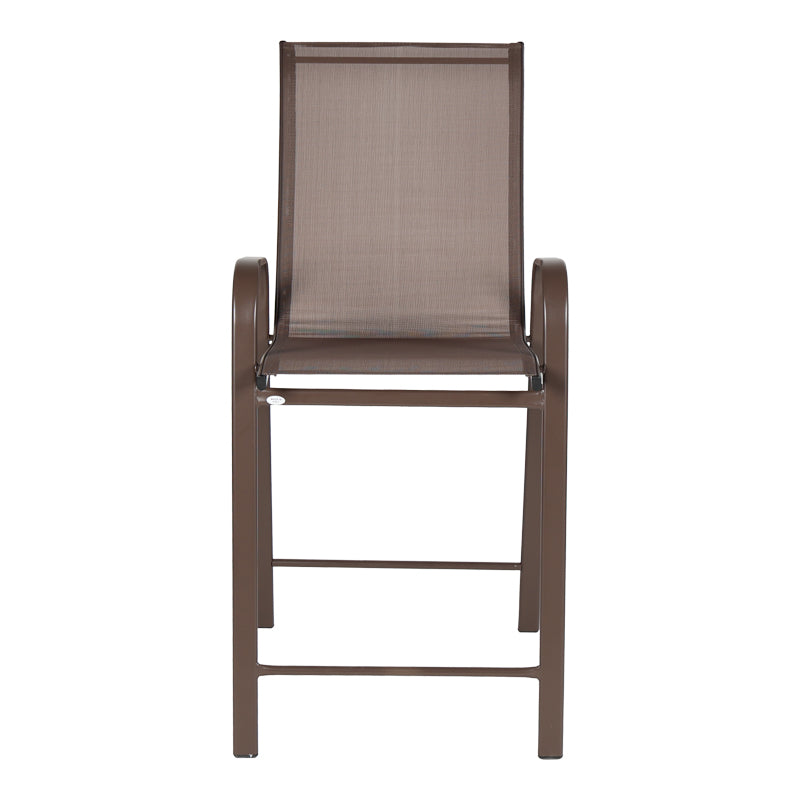 Scaun de bar mediu cu suport pentru picioare Calan, Metal-Textilenă, 55x70x114 cm, Maro Întunecat