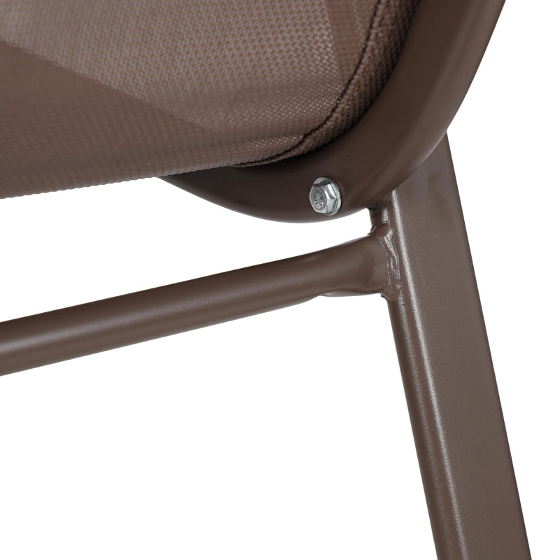 Scaun de bar mediu cu suport pentru picioare Calan, Metal-Textilenă, 55x70x114 cm, Maro Întunecat