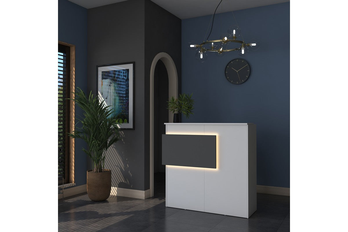 Birou de recepție Triana melaminat marmura Alb 110x40x110cm