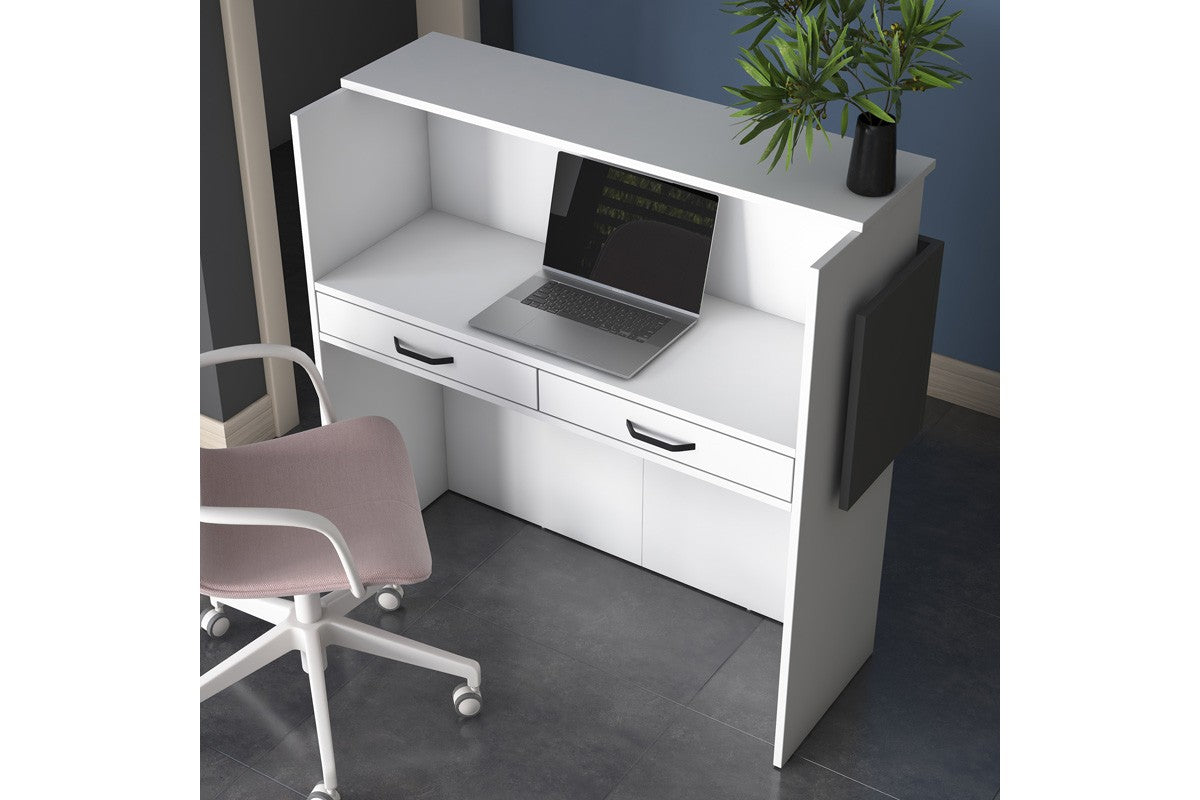 Birou de recepție Triana melaminat marmura Alb 110x40x110cm