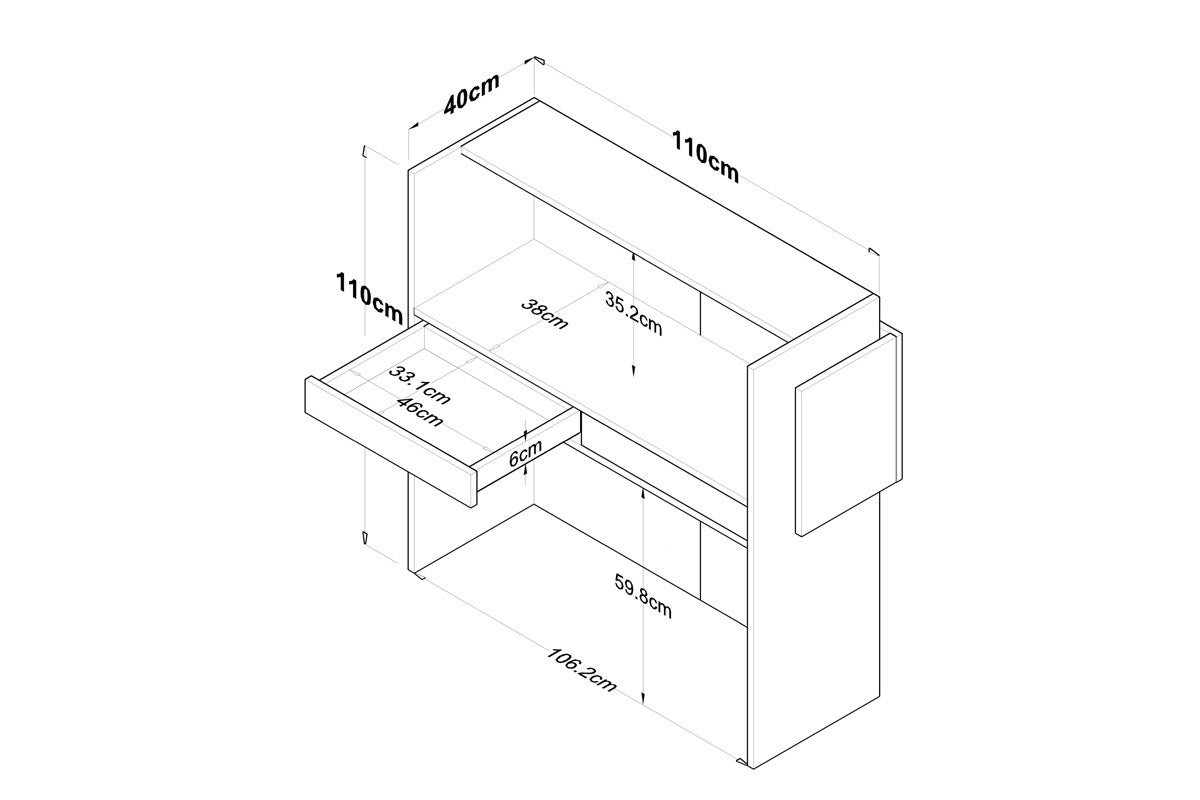 Birou de recepție Triana melaminat marmura Alb 110x40x110cm
