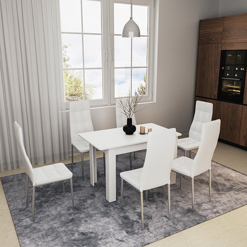 Masa de dining Quiin, extensibila, nuc, 120-174x70x74 cm - Alb