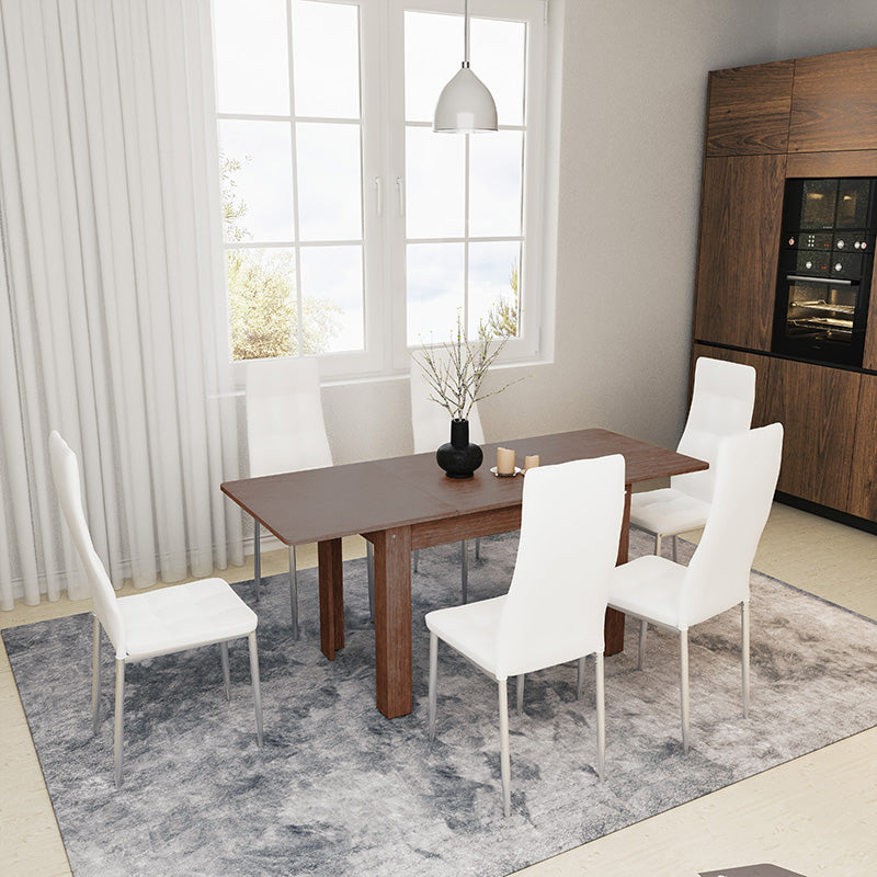 Masa de dining Quiin, extensibila, nuc, 120-174x70x74 cm - Nuc