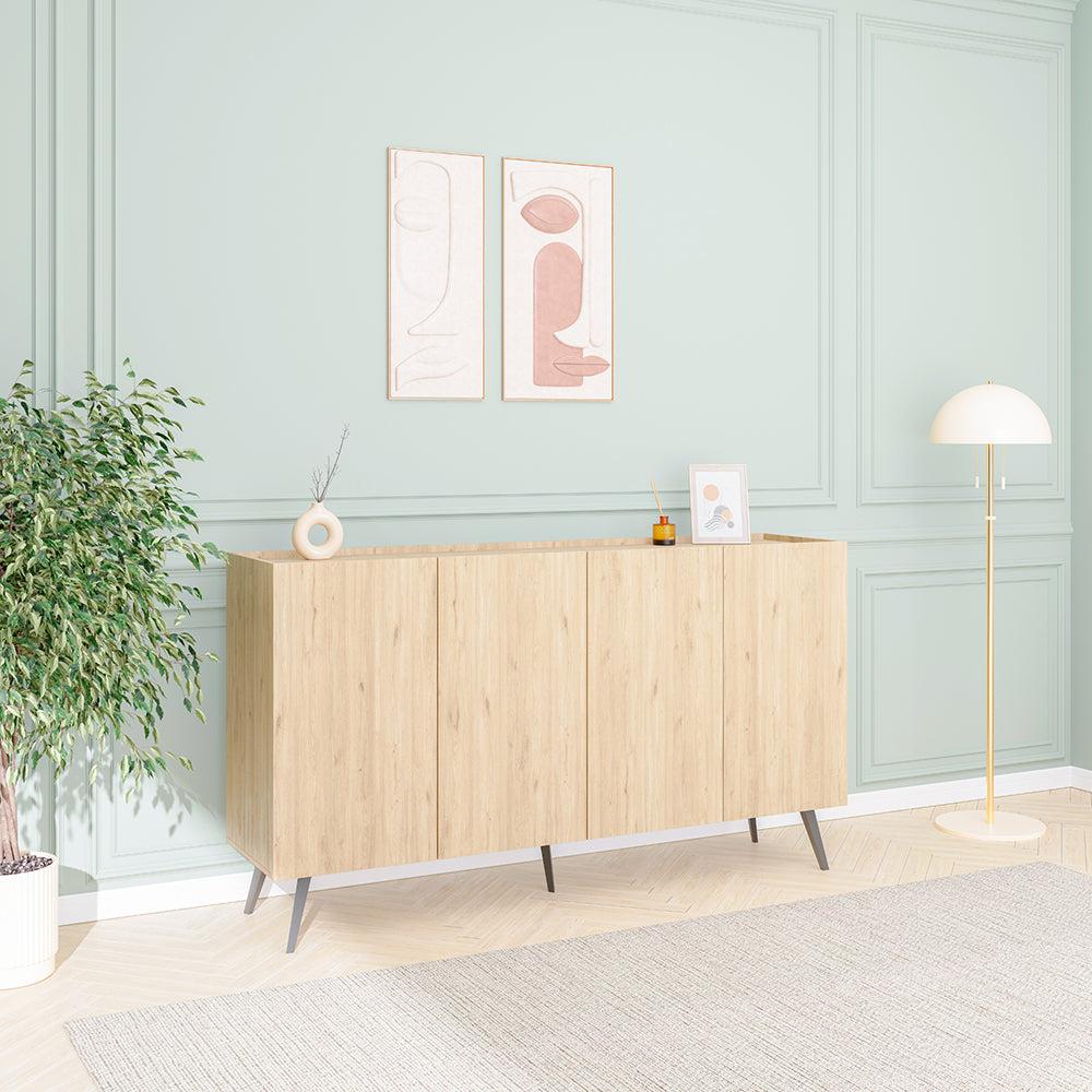 Consola Adore Luna cu 4 usi, Stejar, 180 x 100 x 43 cm