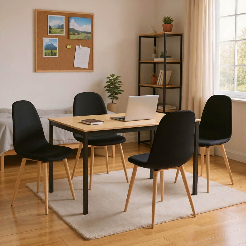Set mobilier de bucatarie pentru studenti cu 5 piese, Taste, Modern, Lemn, Dimensiuni compacte.