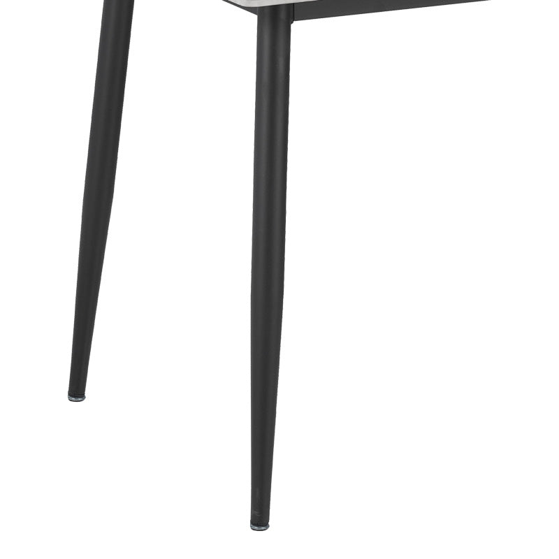 Set de dining cu masa și scaune Gustas-Renish, Stil Modern, Imitatie Marmura/tesatura Boucle Gri, Masa 160x80x75cm, 7 piese.