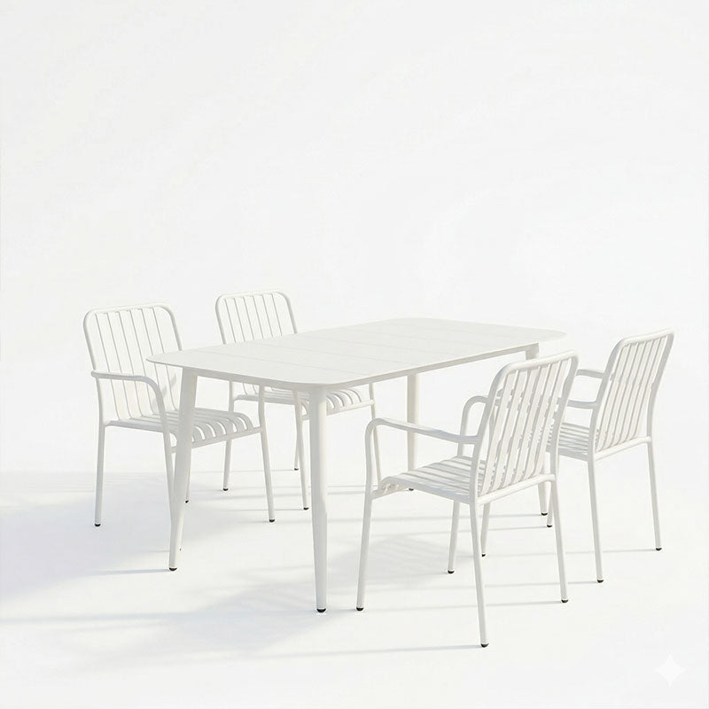 Set dining exterior Heven Vista, 5 piese, Negru-Alb, aluminiu, 150x80x72 cm