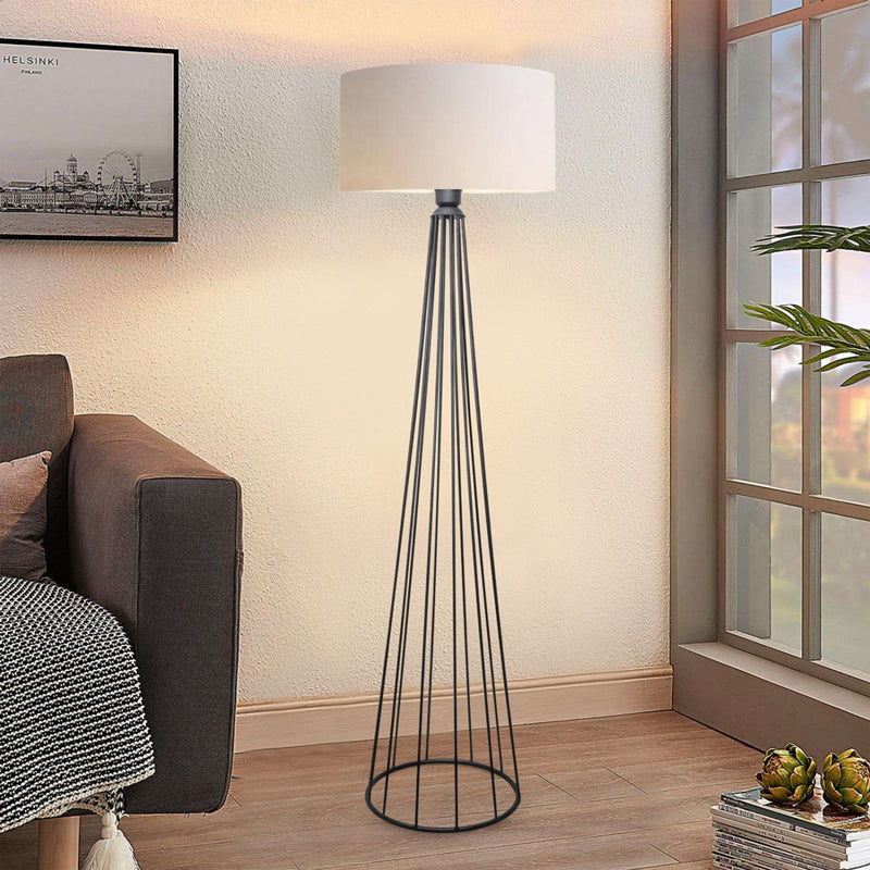 Lampa de podea Firdo I E27 tesatura crem -metal negru Ö38x121cm