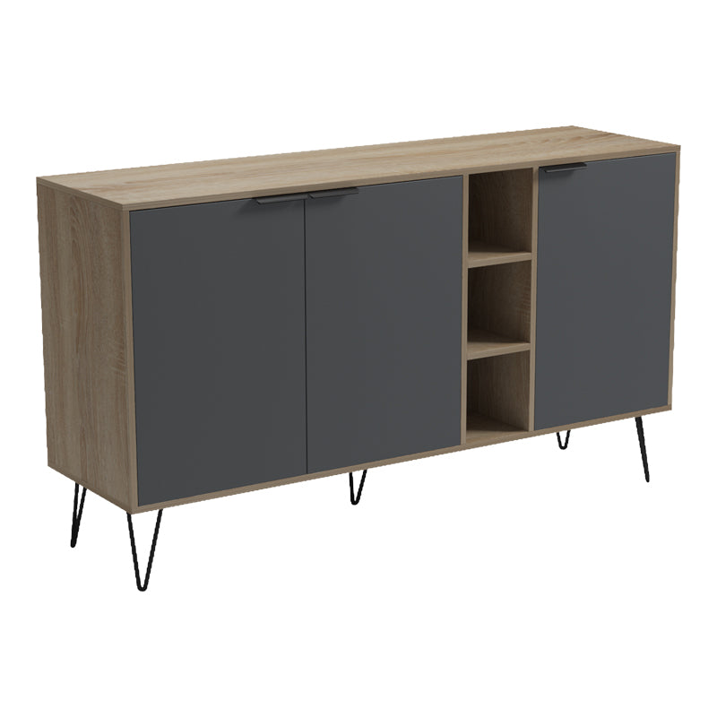Bufet cu spațiu de depozitare Balain, Modern, Lemn Sonoma-Antracit, 142x35.5x83 cm