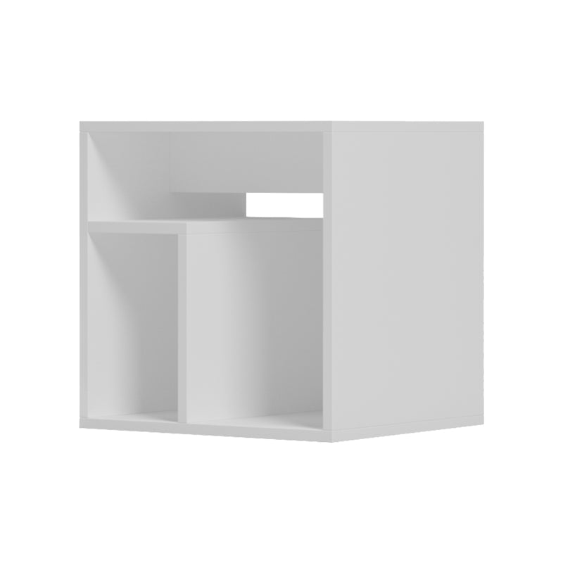 Masă laterală dublă cu funcție de depozitare , Stil Modern, Material: Lemn, Dimensiuni: 40x35x40 cm, Culoare: Alb.