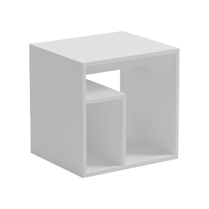 Masă laterală dublă cu funcție de depozitare , Stil Modern, Material: Lemn, Dimensiuni: 40x35x40 cm, Culoare: Alb.