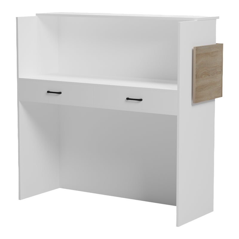 Optima reception birou cu LED alb -sonoma 110x40x110cm, Sonoma-Alb