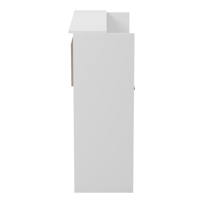 Optima reception birou cu LED alb -sonoma 110x40x110cm, Sonoma-Alb