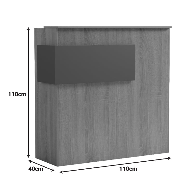 Optima reception birou cu LED alb -sonoma 110x40x110cm, Sonoma-Alb