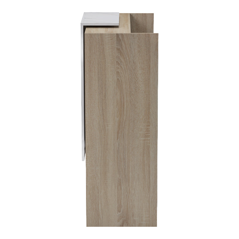 Reception birou Zowel cu LED sonoma-alb marble look 90x40x110cm, Sonoma-White Marble