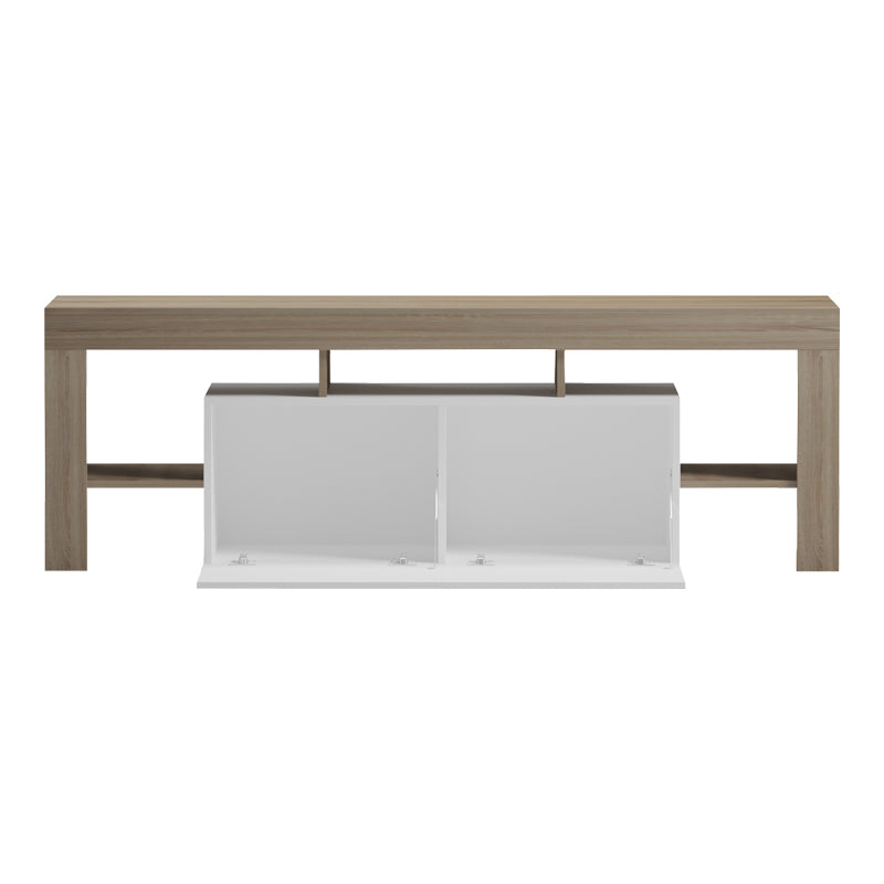 Dulap TV cu funcție de depozitare Liner, Modern, Lemn Sonoma-Alb, 150x40x50cm