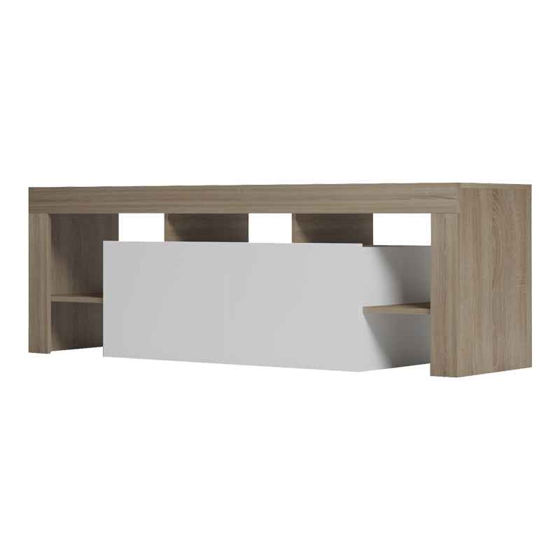 Dulap TV cu funcție de depozitare Liner, Modern, Lemn Sonoma-Alb, 150x40x50cm