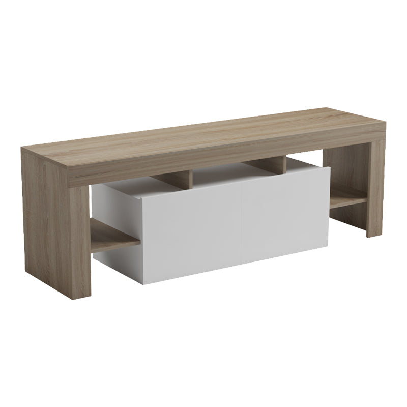Dulap TV cu funcție de depozitare Liner, Modern, Lemn Sonoma-Alb, 150x40x50cm