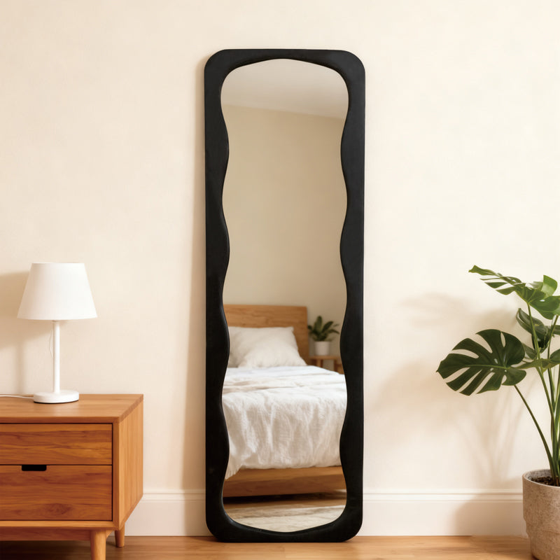 Oglinda de podea catifea Lezour, Negru, Catifea, 50x170 cm