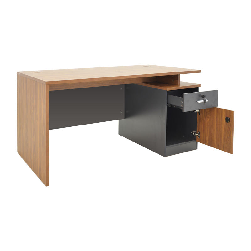 Birou profesional cu functie de organizare Oscar, Lemn Nuc/Gris închis, 150x80x76 cm