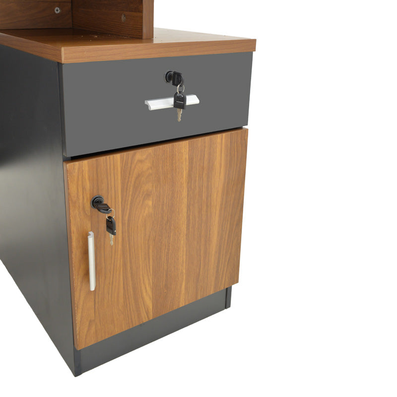 Birou profesional cu functie de organizare Oscar, Lemn Nuc/Gris închis, 150x80x76 cm