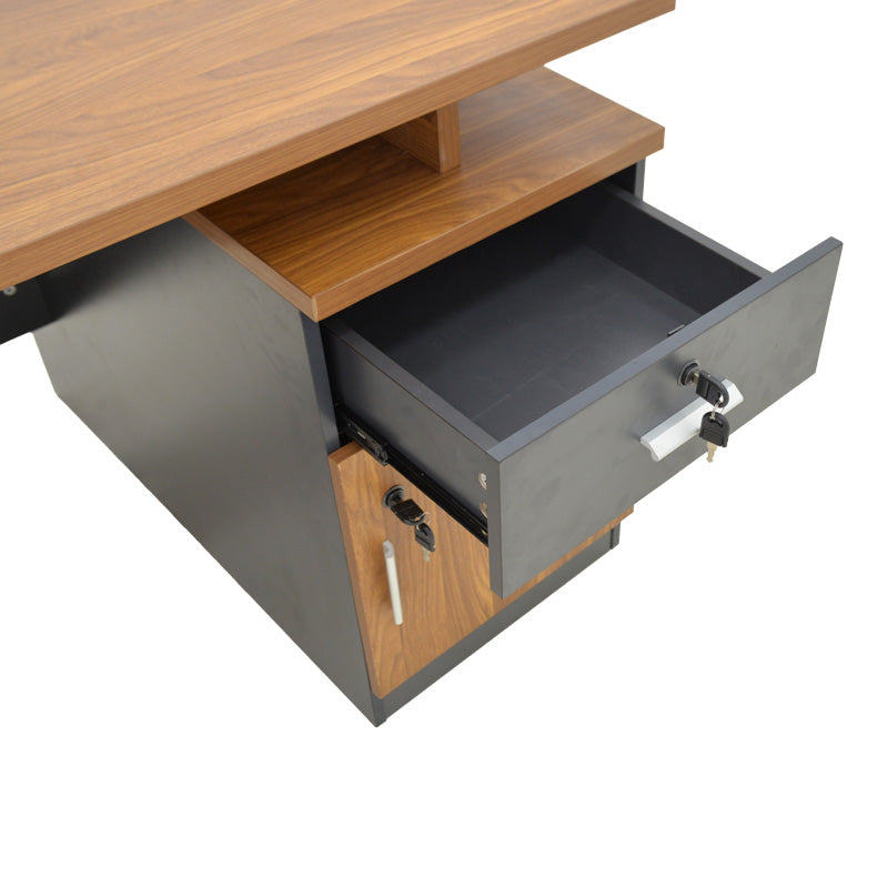 Birou profesional cu functie de organizare Oscar, Lemn Nuc/Gris închis, 150x80x76 cm