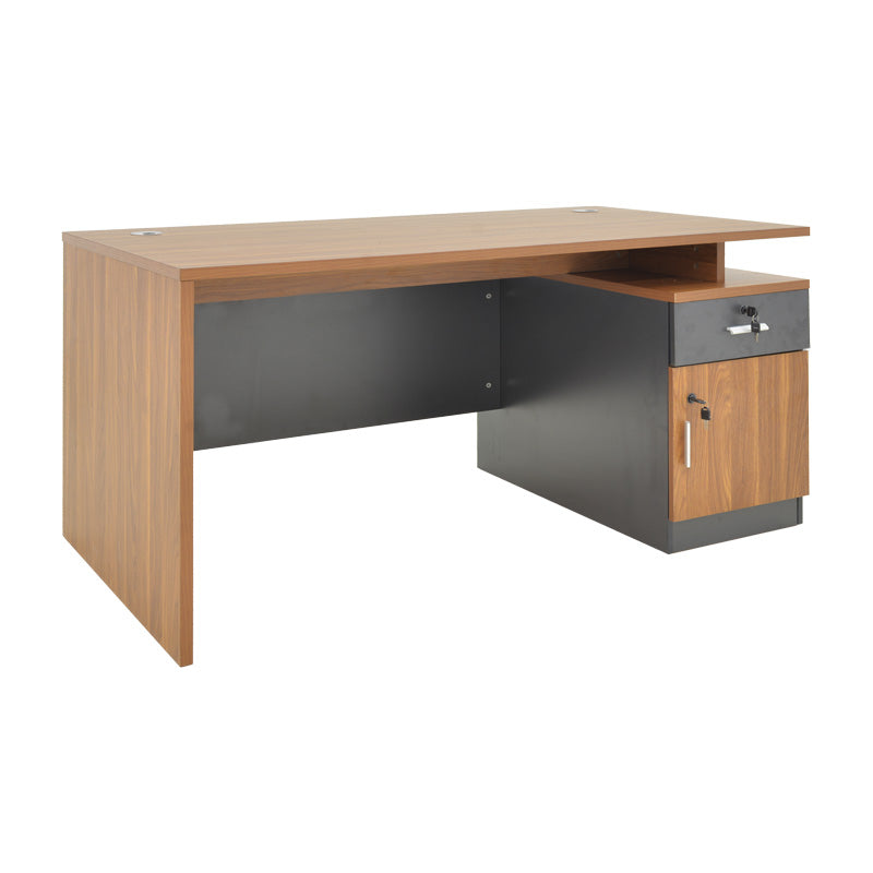 Birou profesional cu functie de organizare Oscar, Lemn Nuc/Gris închis, 150x80x76 cm