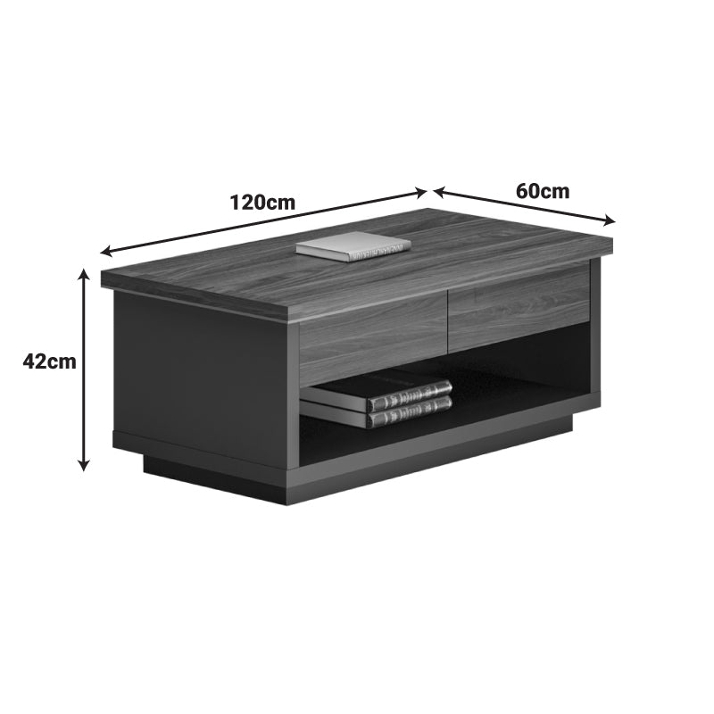 Birou profesionala Oscar, Nuanta Nuc-Antracit, Lemn, 120x60x42 cm