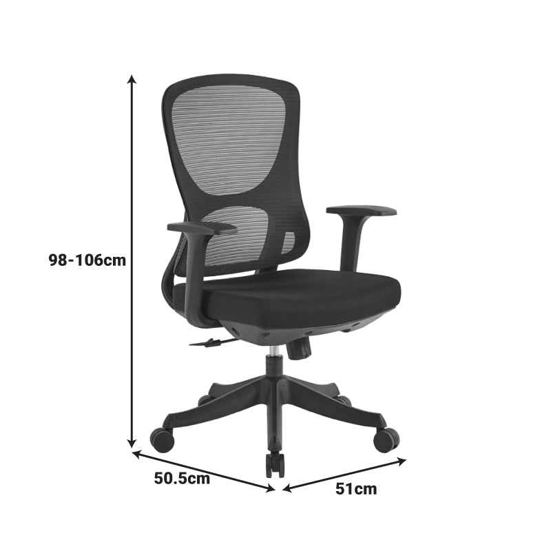 Scaun de birou ergonomic Litulo, Plasă Textilă, Negru, 51x50.5x98/106cm